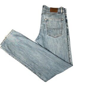 Lucky Brand Mens 410 Athletic Slim Jeans Size 32/34 Light Wash Frayed Hem Denim